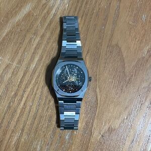 Mens Aura open worked stainless steel watch